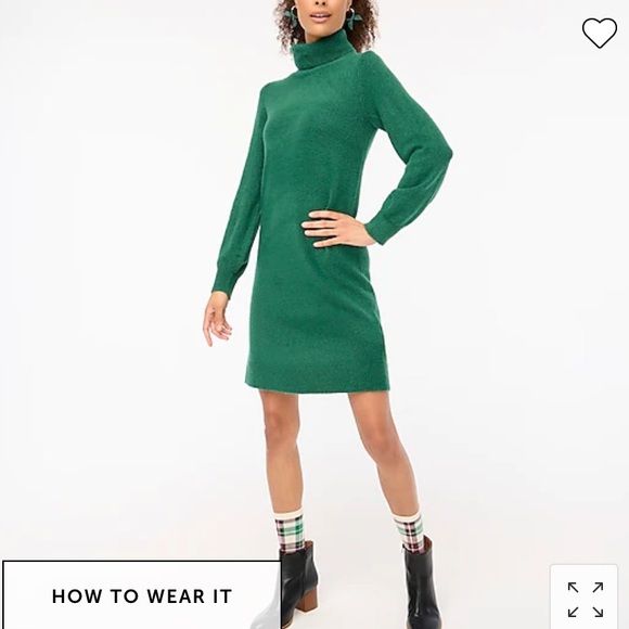 J. Crew | Dresses | New J Crew Green Turtleneck Sweater Dress Size M |  Poshmark